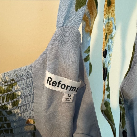 NWT Reformation Besse Dress in Amalfi Blue & Yellow | Size 12 - Picture 9 of 10